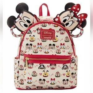 Loungefly Disney Christmas Mickey & Minnie Hot Cocoa Mini- Backpack & Ears NWT